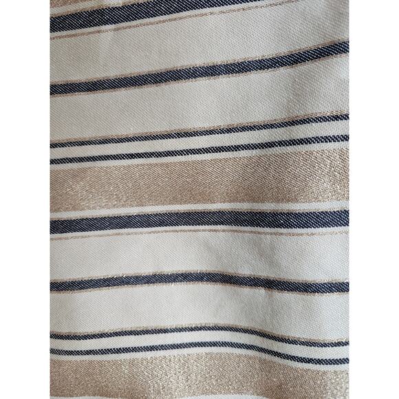 J CREW Striped Mini Skirt Lined Metallic Shimmering Gold blue Size 2 Preppy - Picture 6 of 8